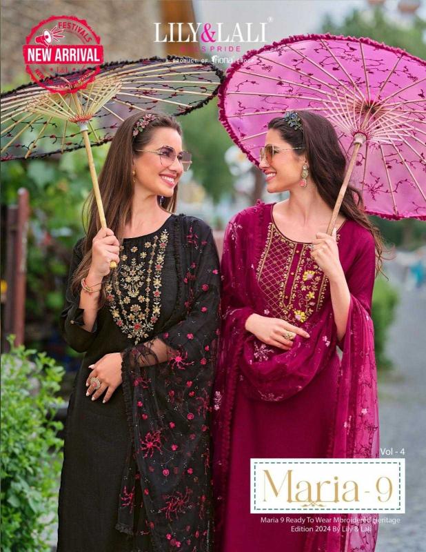 lily & lali maria 9 vol 4 series 20601-20606 Vichitra Silk readymade suit 