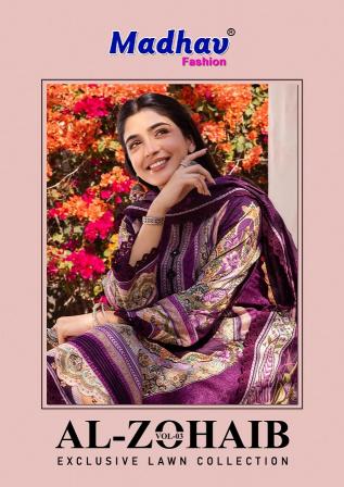 Madhav Alzohaib Vol-3 series 3001-3006 Heavy Lawn Cotton suit