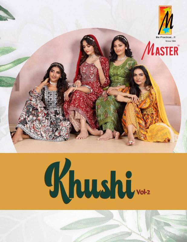 master khushi vol 2 series 201-208 rayon readymade suit 