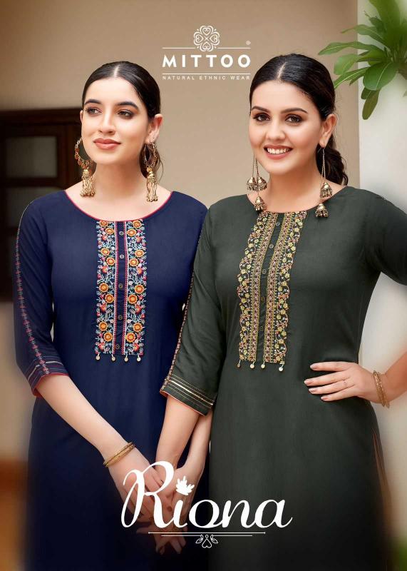 mittoo riona series 1001-1006 Heavy Rayon wholesale kurti in surat 