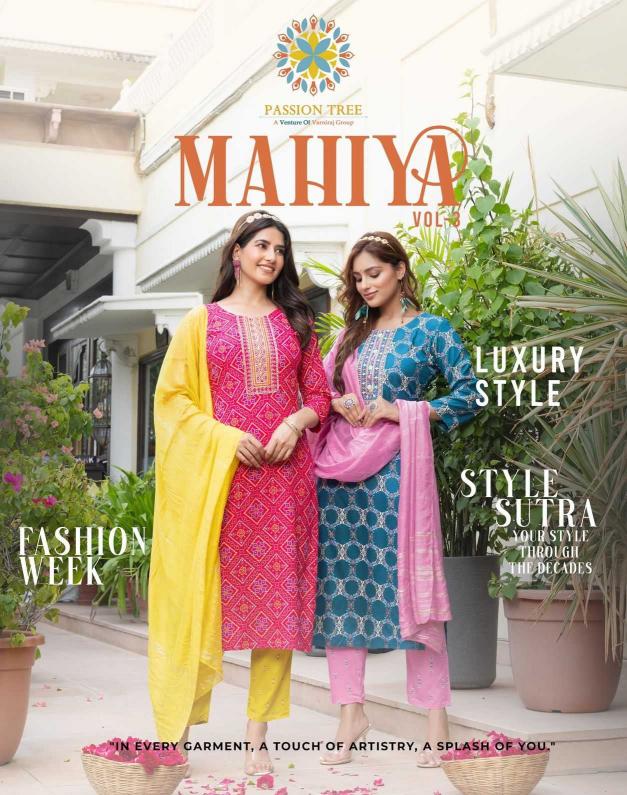 passion tree mahiya vol 3 series 3001-3008 rayon wholesale readymade salwar kameez in surat