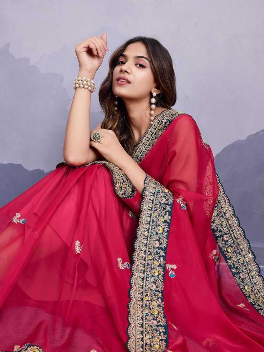 pr amruta Organza Silk saree