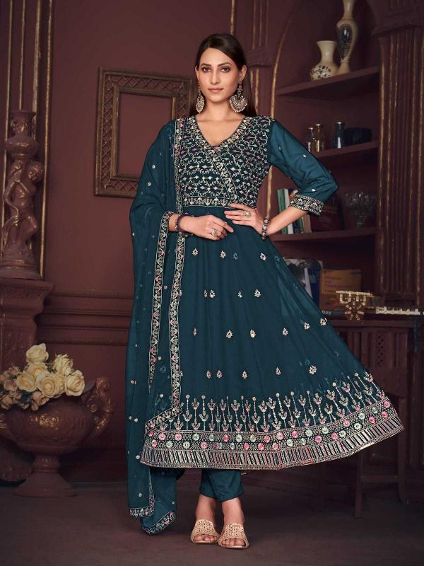 pr anokhi georgette embroidery work readymade suit 