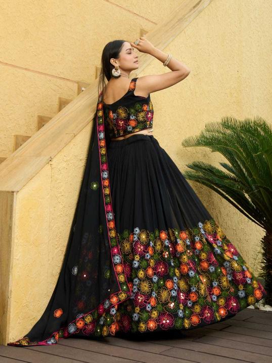 pr clothing black rose vol -1 french crape georgette wholesale lehenga in surat