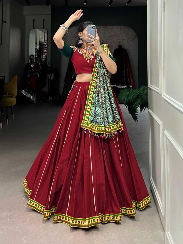 pr lnb1672 cotton traditional wear stitch navratri lehenga with unstitch choli