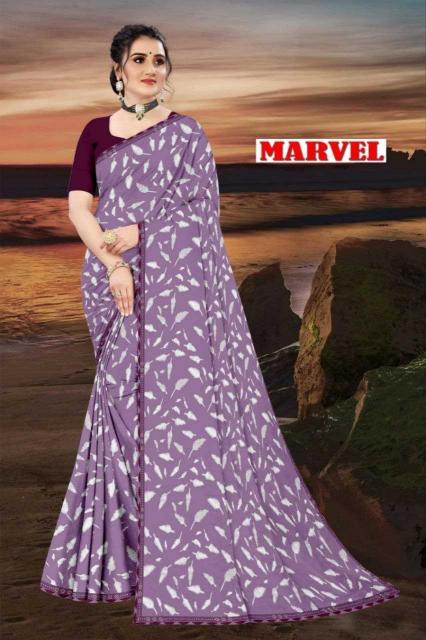 PR NEW LUNCHING MARVEL FANCY DESIGNER SAREE GEORGETTE FABRICS