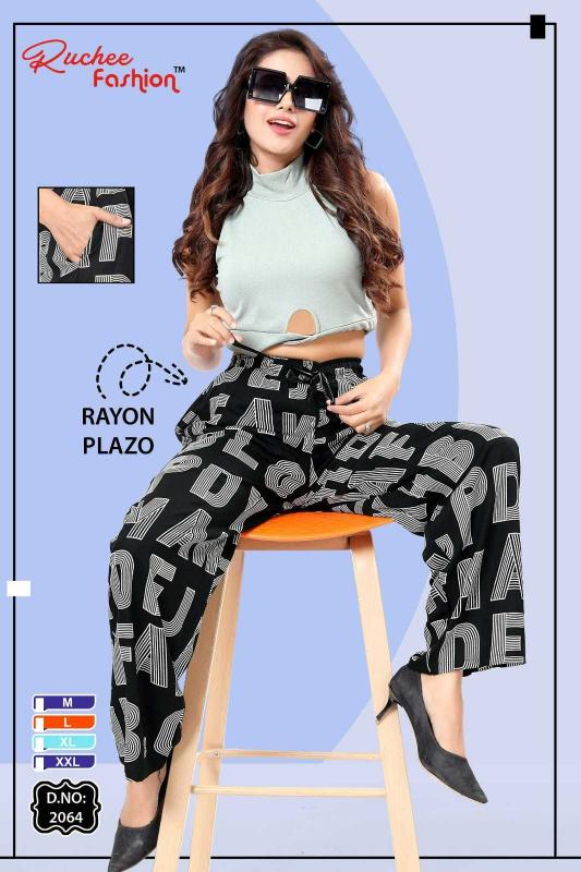 ruchee fashion 2064 rayon printed readymade daily wear pant exports