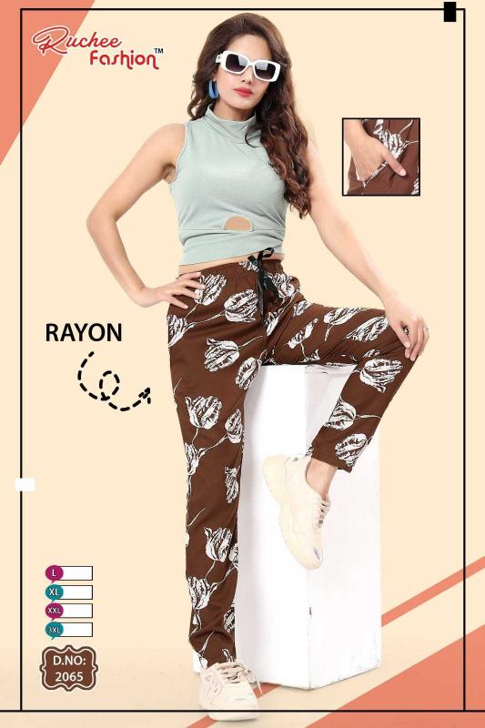 ruchee fashion rayon printed 2065 readymade stylish pant catalog