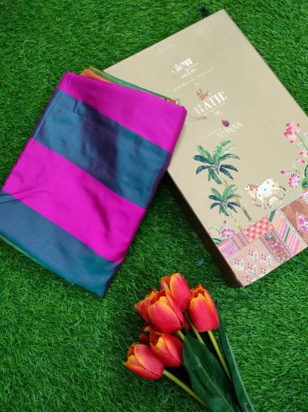 Rutrang vol 76 designer Satin Silk saree with pallu and blouse piece 