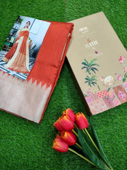 Rutrang vol 77 designer Pure Linen Silk   saree with pallu and blouse piece 