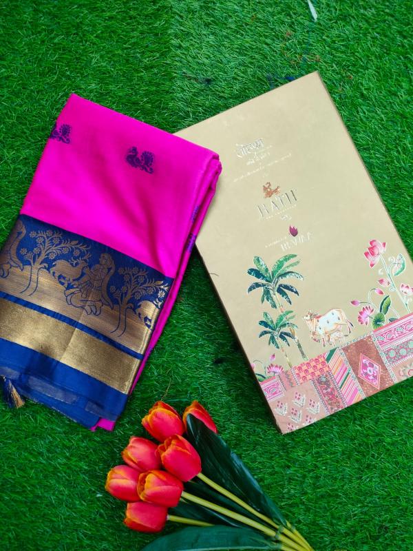 Rutrang vol 92 designer Cotton silk  saree with pallu and blouse piece 