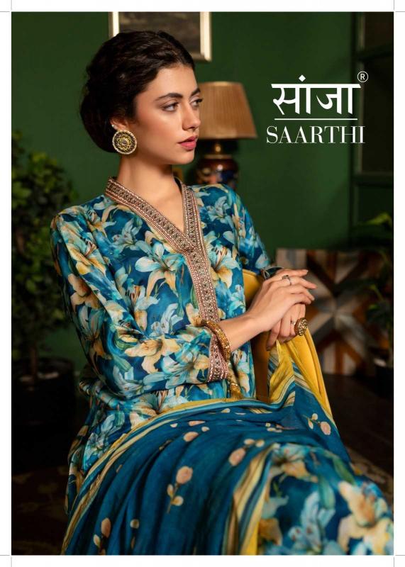 saanja saarthi series 9595-9601 viscose muslin wholesale salwar kameez in surat  