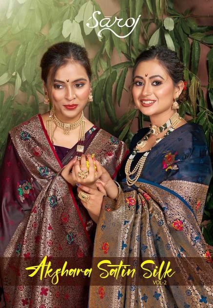 Saroj Akshara satin silk vol-2 series 1001-1006 Sattin Silk wholesale saree in surat 