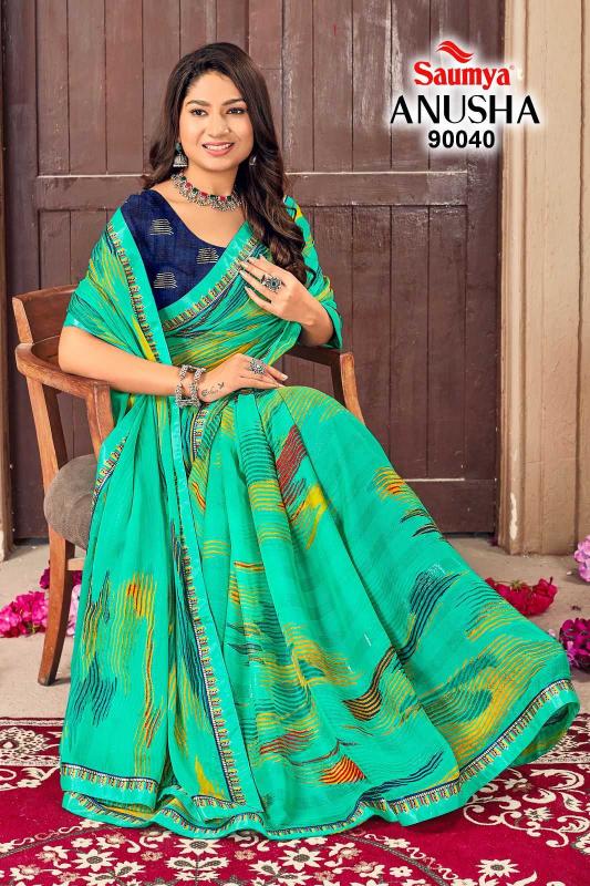 saumya anusha series 90033-90040 rim zim moss saree