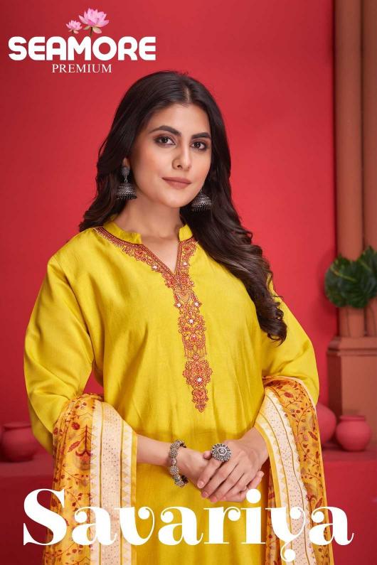 seamore savariya series 12001-12002 Roman Silk wholesale readymade salwar kameez in surat