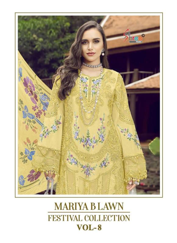 shree fabs mariya b lawn festival colloction vol 8 series 3654 pure lawn cotton suit 