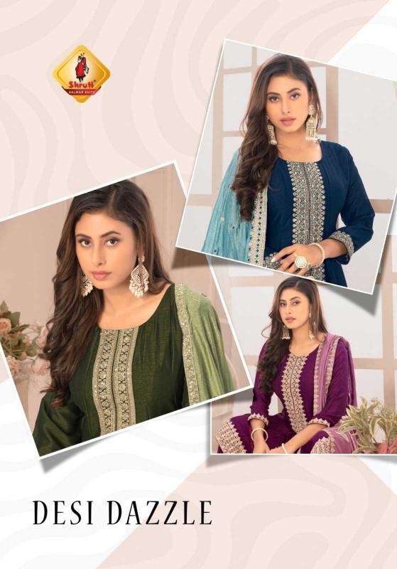 shruti desi dazzle pure viscose vichitra silk readymade suit 