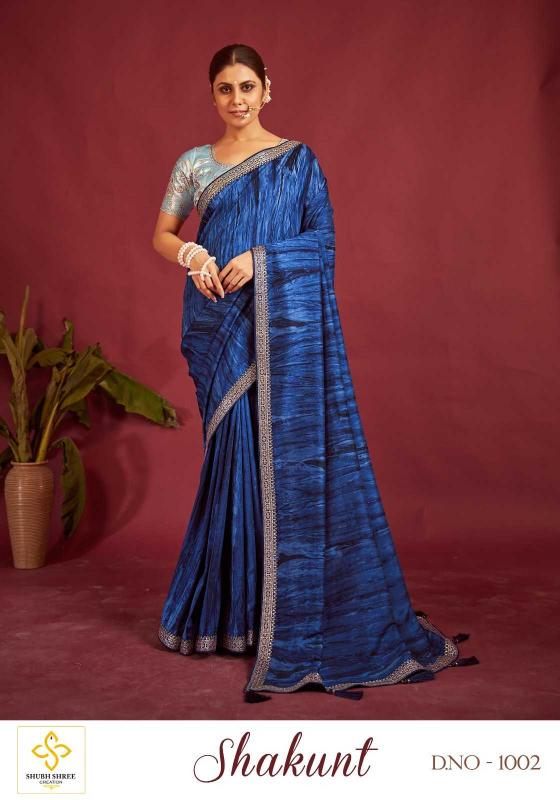 shubh shree creation shakunt series 1001-1006 velvet tussar silk saree