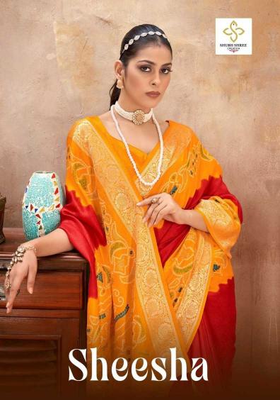 shubh shree sheesha series 1001-1004 velvet tussar silk wholesale saree in surat 