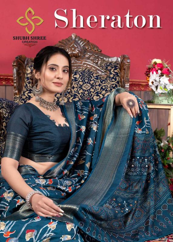 shubh shree sheraton series 1001-1010 poly silk wholesale saree in surat 