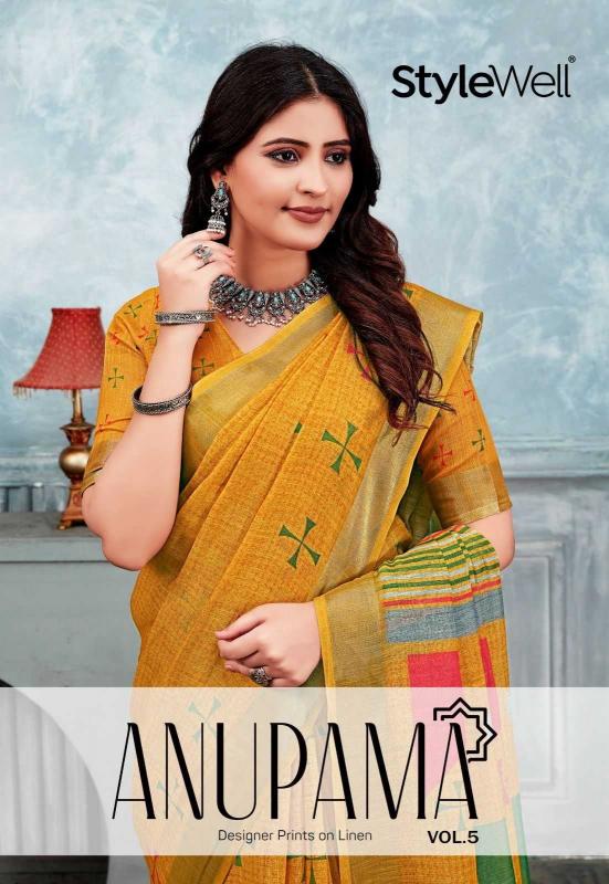 stylewell anupama vol 5 linen printed stylish saree for women