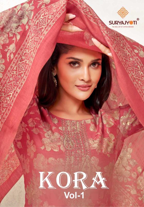 suryajyoti kora vol 1 series 1001-1006 pure modal wholesale salwar kameez in surat