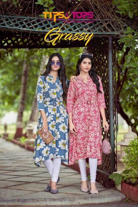 tips & tops graccy series 1001-1006 Heavy Reyon Print kurti