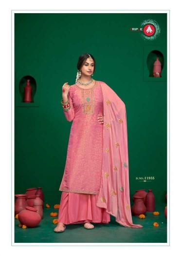 triple a manroop series 11931-11936  Viscos Simar Tissue wholesale salwar kameez in surat