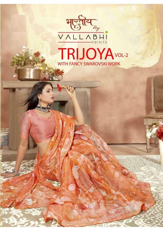 vallabhi prints trijoya vol 2 series 28971-28976 chiffon saree