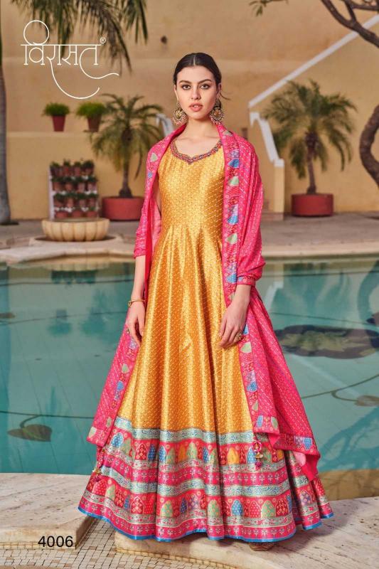 virasat peshwai series 4001-4006 cherry silk wholesale salwar kameez in surat