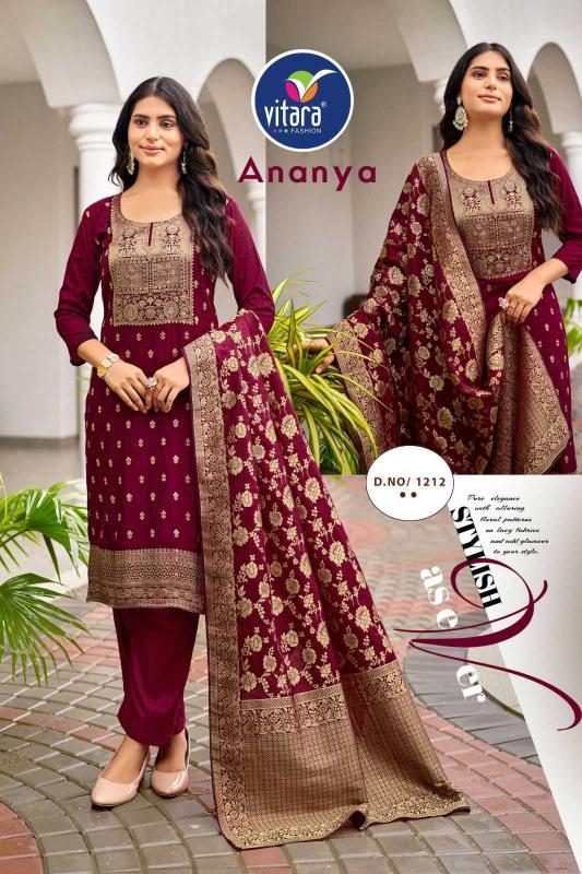 vitara ananya series 1212 heavy nylon dola viscos wholesale readymade salwar kameez in surat