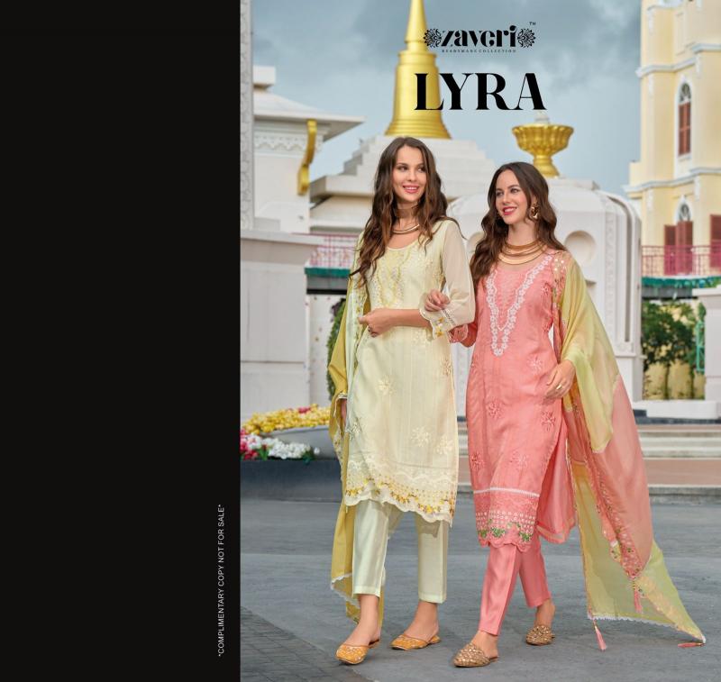 zaveri lyra soft organza emboidery readymade suit 