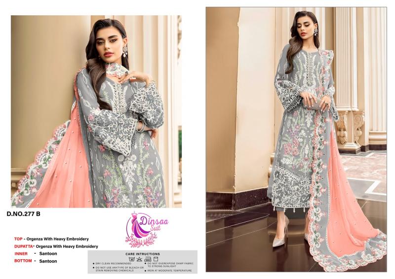 277 Dinsaa Suit - Organza Pakistani Salwar Suits at Wholesale Price