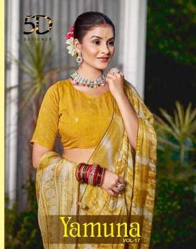 5d designer yamuna vol 17 series 41557-41562 MOSS CHIFFON wholesale saree in surat 