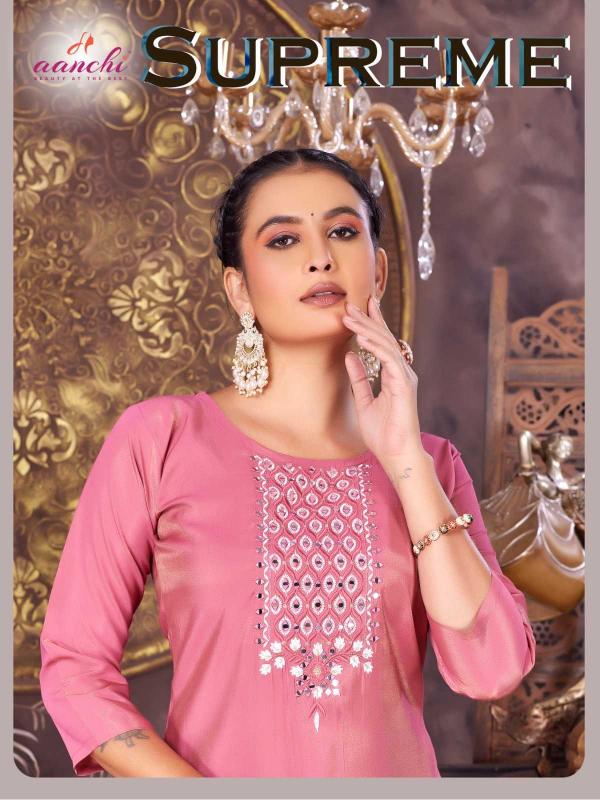 aanchi supreme series 1001-1005 ROMAN SHIMMER  wholesale kurti in surat 