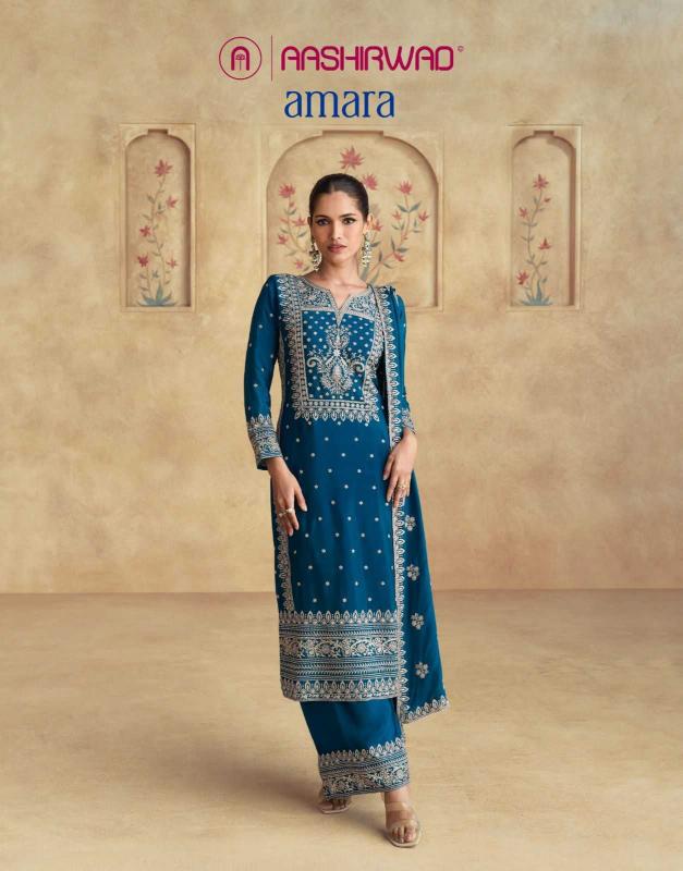 aashirwad amara series 10067-10068 PREMIUM CHINNON SILK wholesale salwar kameez in surat