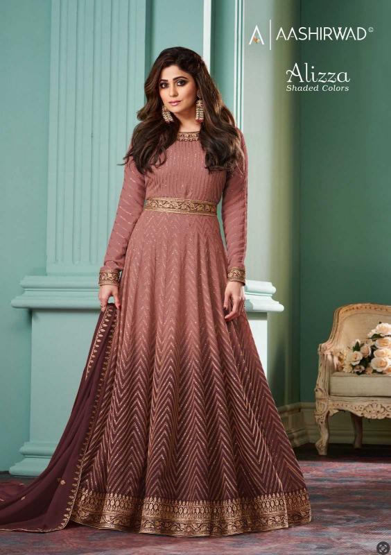 aashirwad creation alizza series 10080-10084 real georgette wholesale salwar kameez in surat