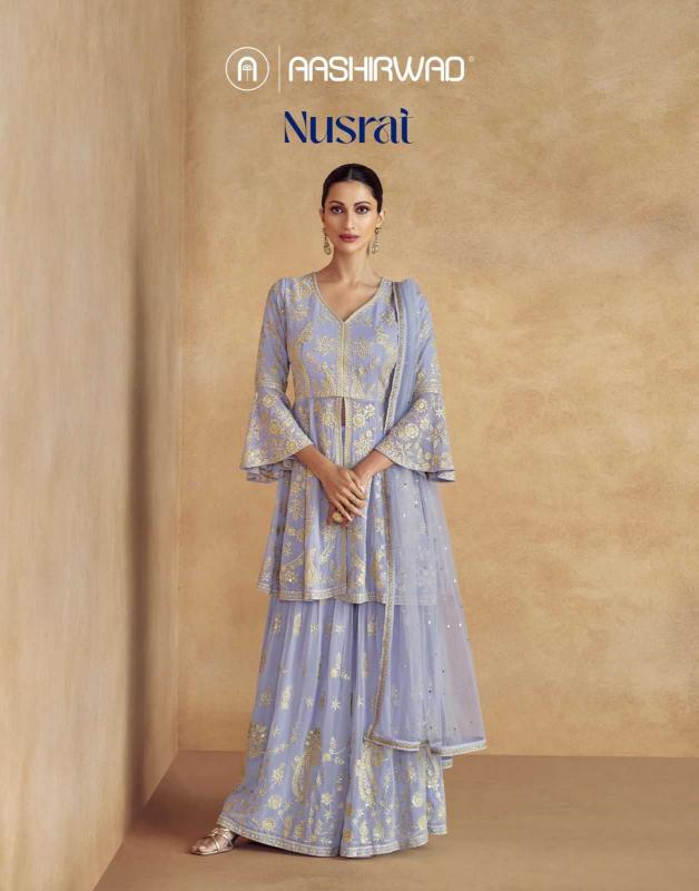 aashirwad nusrat series 10064-10066 REAL GEORGETTE wholesale salwar kameez in surat