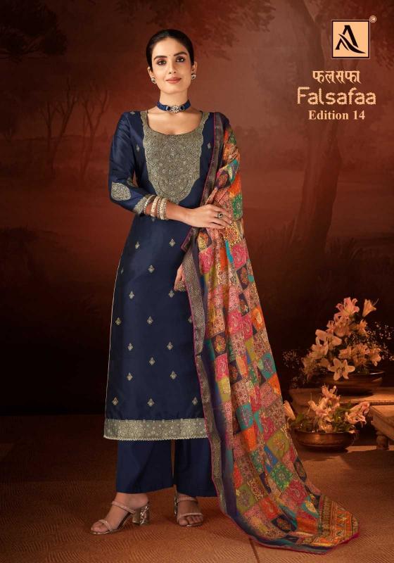 ALOK  FALSAFAA VOL 14 SERIES 1615001 TO 1615006 SUITS DOLA JACQUARD DESIGNER SUIT ONLINE