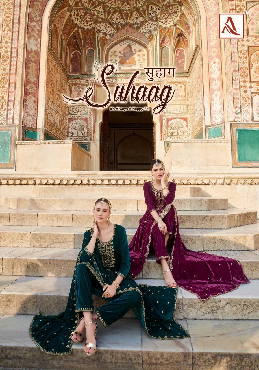 alok suhaag series 1594001-1594004 Premium Velvet wholesale salwar kameez in surat