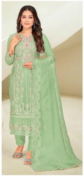 alzohaib 1045 organza embroidery wholesale salwar kameez in surat