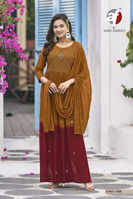 anju fab 608 PURE VISCOSE ZARI wholesale readymade salwar kameez in surat