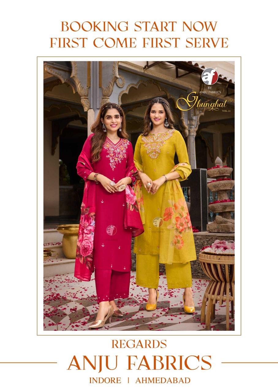 anju fab ghunghat vol 11 series 3861-3866 DOLA SILK wholesale readymade salwar kameez in surat