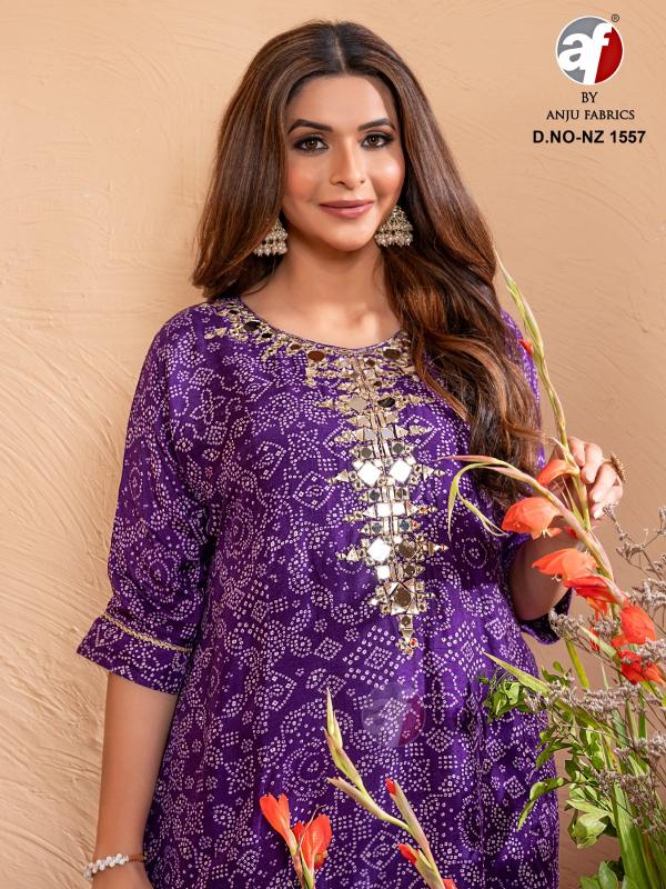 ANJU FABRICS KAFTAN KURTI WITH TULIP PANT NZ 1557 WHOLESALE KAFTAN IN SURAT