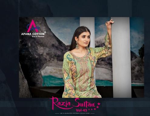 Apna Razia Sultan Vol-45 series 45001-45008 Pure Cotton wholesale salwar kameez in surat