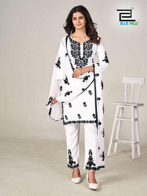 blue hills black and white vol 5 series 5001-5002 14 kg Rayon with work  wholesale readymade salwar kameez in surat