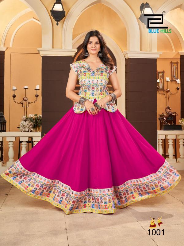 Blue Hills Garba Nights 2024 Series 1001 To 1004 | Rayon Wholesale Lehenga Choli Collection