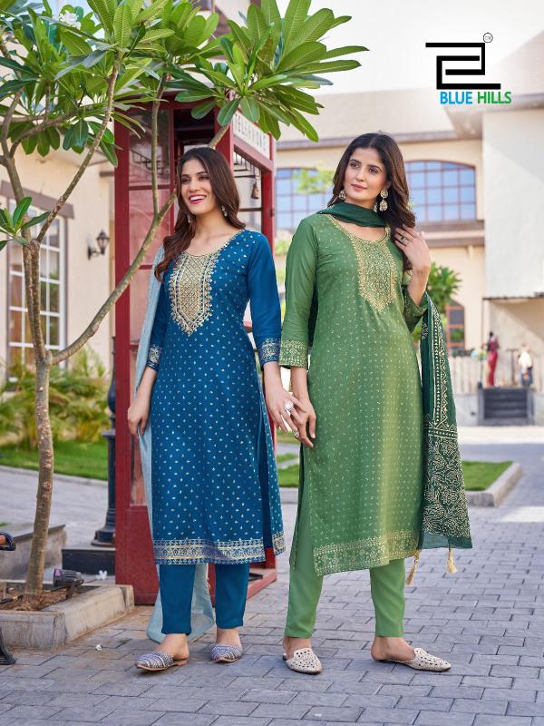 Blue Hills Libaas 2 Series Kurti Collection series 10001 to 10008 | Rayon Foil Print & Embroidery | Wholesaler in Surat