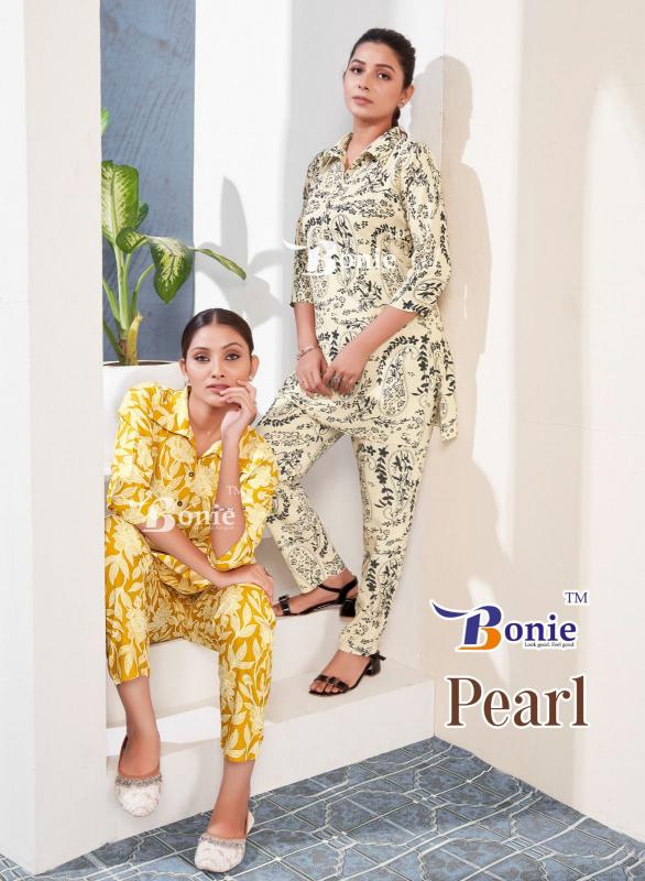 bonie pearl series 1001-1006 rayon wholesale kurti in surat 