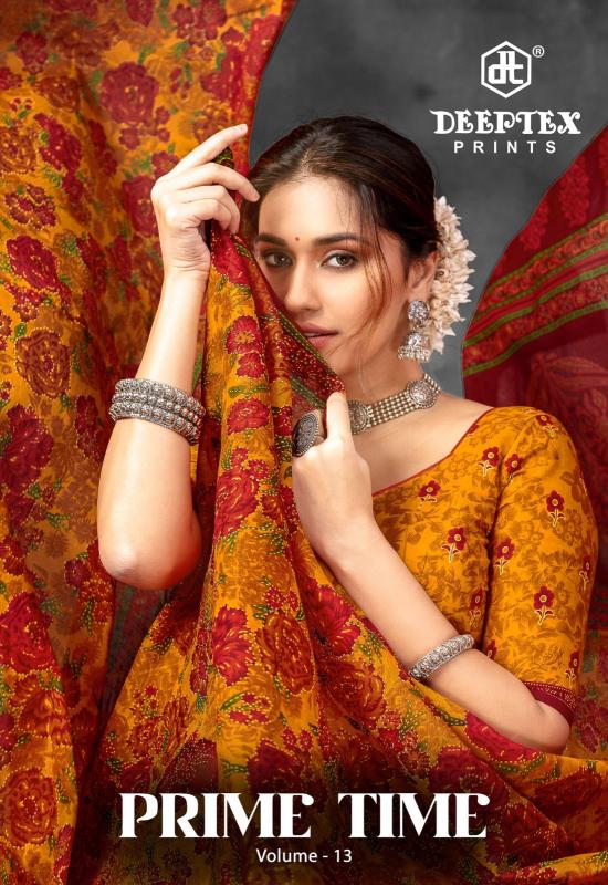 Deeptex Prime Time Vol-13  Series 1301-1310 Cotton Sarees Wholesale Collection